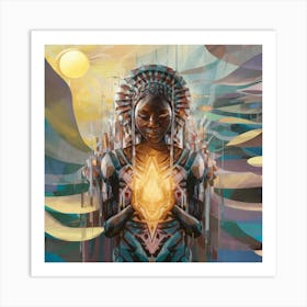 Woman Holding A Candle Art Print