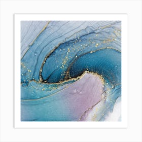 Blue And Gold Abstract Painting Art Print