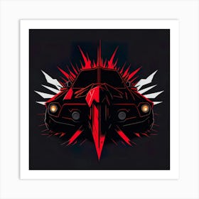 Car Red Artwork Of Graphic Design Flat (11) Art Print