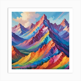 Rainbow Color Mountains Art Print 2 Art Print