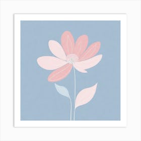 A White And Pink Flower In Minimalist Style Square Composition 575 Art Print