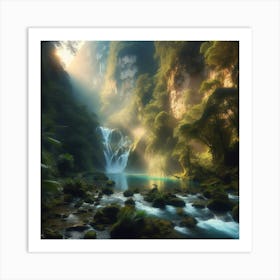 Waterfall In The Forest 14 Art Print