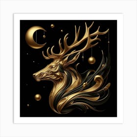 Golden Deer 7 Art Print