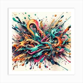 Abstract With Colorful Splashes Art Print
