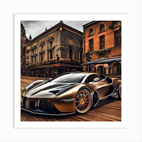 Golden Supercar 5 Art Print