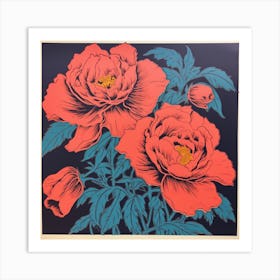 Peony 3 Pop Art Illustration Square Art Print