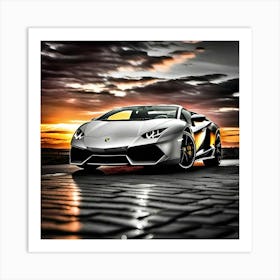 Sunset Lamborghini 12 Art Print