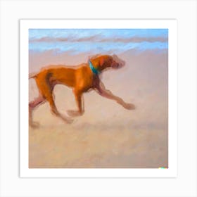 Dog Running On The Beach 4 Art Print