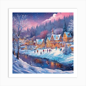 Christmas View Town Art Print