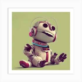 Robot With Headphones Art Print