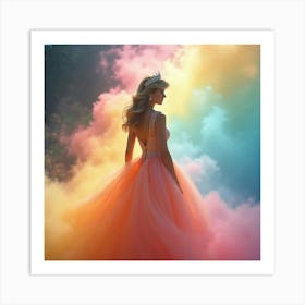 Radiant Princess Diana Surrounded By A Rainbow Colored Watercolor Fog Art Print