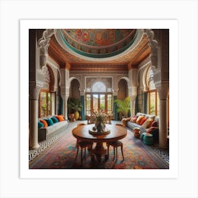 The dining hall in the middle of a traditional Moroccan house 2 Art Print