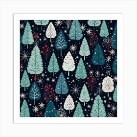 Christmas Trees pattern Art Print