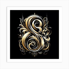 Gold Letter S Art Print