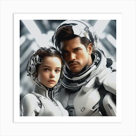 Man And Woman In Space Art Print