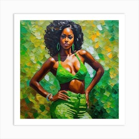 Woman In Green Art Print