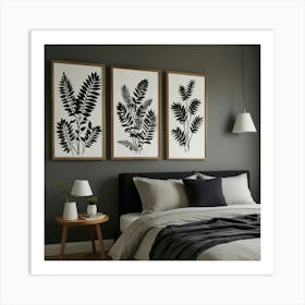 Black And White Ferns Art Print