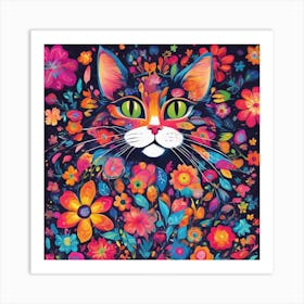 Flower Power Cat Art Print (6) Art Print