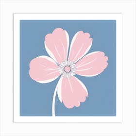 A White And Pink Flower In Minimalist Style Square Composition 318 Art Print