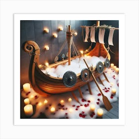 Viking Ship Bath Art Print