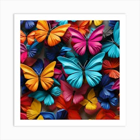 Colorful Origami Butterflies Art Print