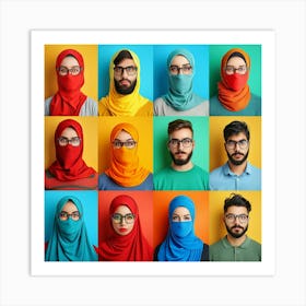 Muslim People In Hijabs Art Print