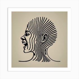 Shouting Girl, One Line, Digital Art (1) Art Print