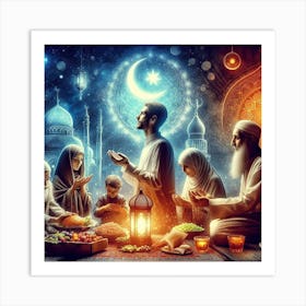 Muslim Family Dinner Ramadan Art Print