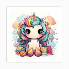 Kawaii Unicorn 9 Art Print