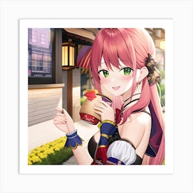 Anime Girl With Pink Hair 1 Art Print