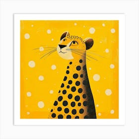 Yellow Cheetah Square 1 Art Print