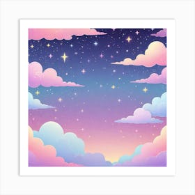 Sky With Twinkling Stars In Pastel Colors Square Composition 259 Art Print