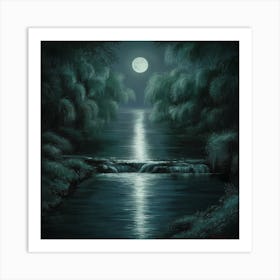 Moonlit Serenity Reflections On Moon River (2) Art Print