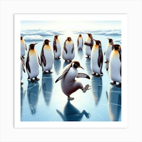 Penguins On Ice Art Print