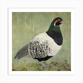 Ohara Koson Inspired Bird Painting Grouse 1 Square Art Print