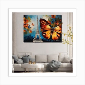 Paris Butterfly Painting 1 Art Print