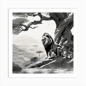 Lion In The Savannah 18 Art Print