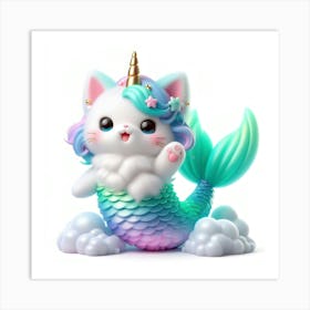 Mermaid Caticorn 6 Art Print