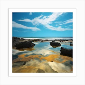 Rocky Beach in Summer Sun Art Print