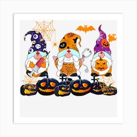 Nurse Squad 3 Gnome Halloween Scrubs Costume Stethoscope Art Print