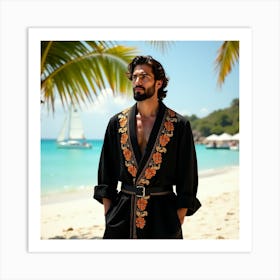 Man In A Robe On The Beach Affiche