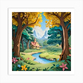 Cartoon Forest Scene Art Print