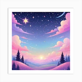 Sky With Twinkling Stars In Pastel Colors Square Composition 90 Art Print