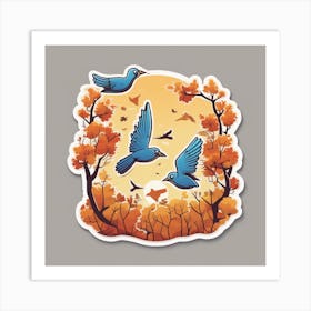 Birds In The Autumn 1 Art Print