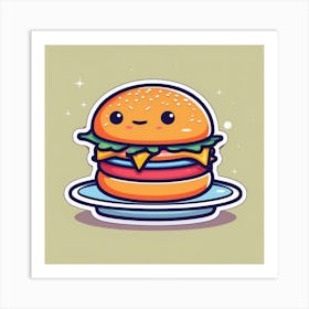 Kawaii Burger 3 Art Print