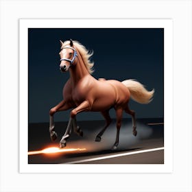Horse Running At Night Art Print