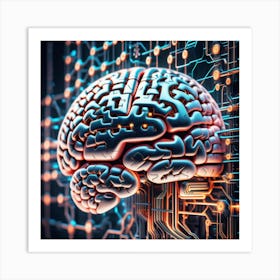 Brain On Circuit Board 26 Art Print