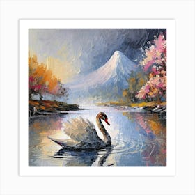 Swan In The Lake Art Print