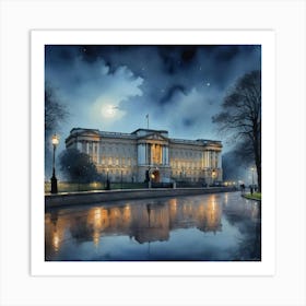 Architectural Beauty Buckingham Palace At Night Art Print