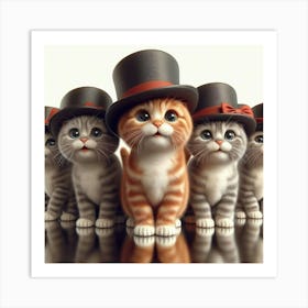 Cats In Top Hats Art Print